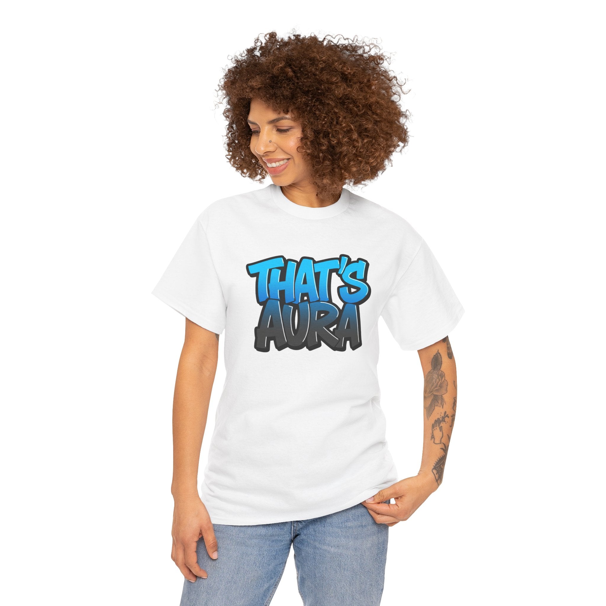 Urban That's Aura Graffiti Unisex Heavy Cotton Tee | Streetwear Graphic T-Shirt, Casual Outfit, Gift for Art Lovers, Summer Style, Comfortable Wear