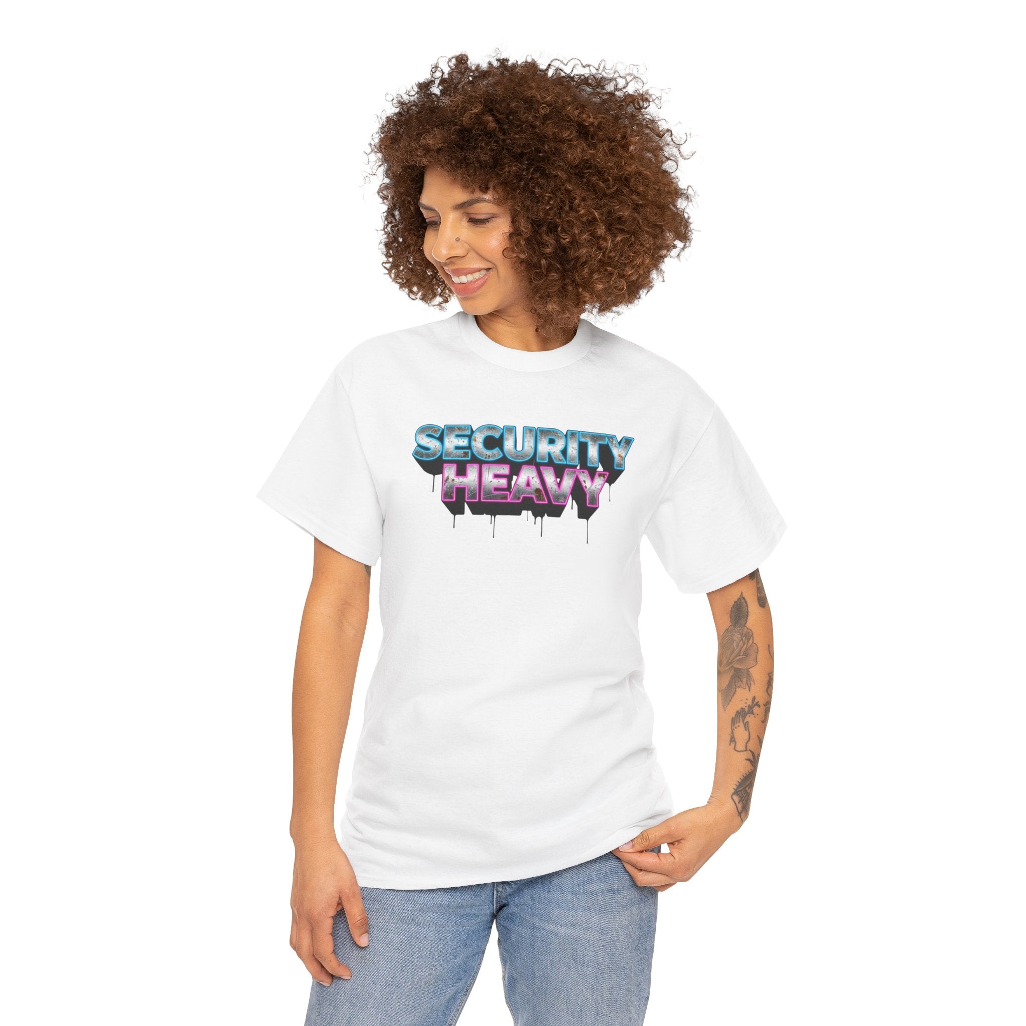 Security Heavy Viral Meme Cotton Tee with Design, Comfortable Unisex Shirt, Perfect for Casual Wear, Gifts, Parties, Fashion Statement Viral