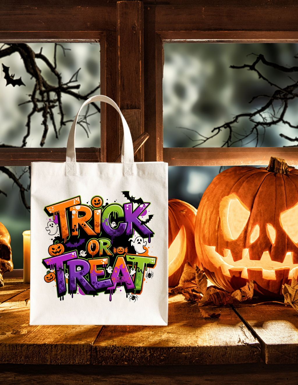 Trick or Treat PNG |Halloween Pumpkin PNG | Spooky Season Sublimation | Halloween PNG for Tote, Mug & T-Shirt Designs | 2 Styles