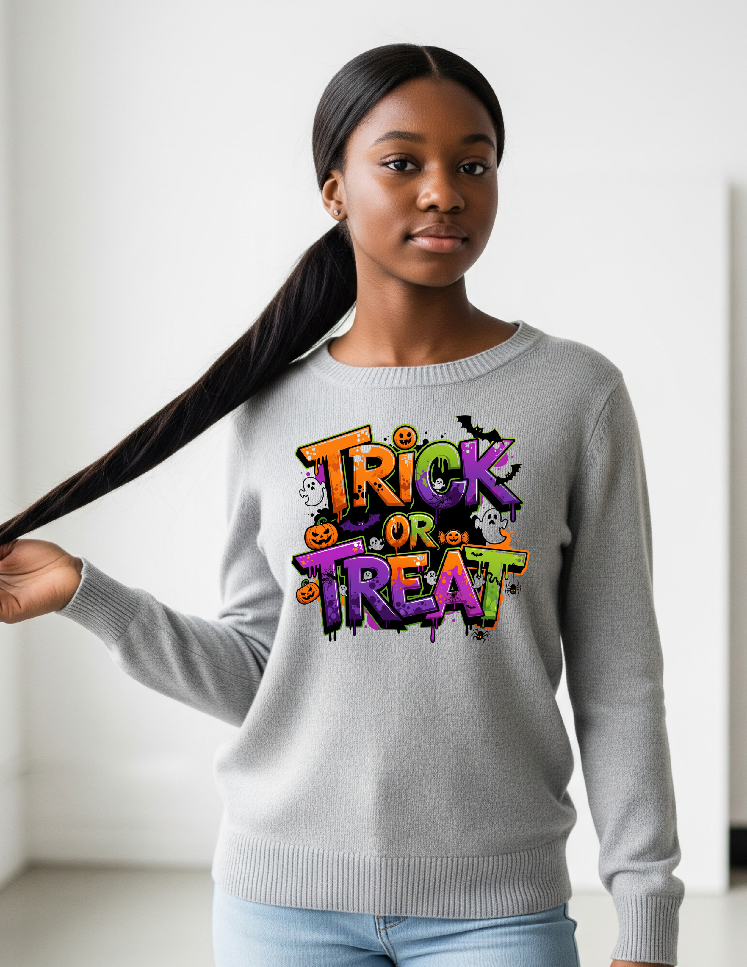 Trick or Treat PNG |Halloween Pumpkin PNG | Spooky Season Sublimation | Halloween PNG for Tote, Mug & T-Shirt Designs | 2 Styles
