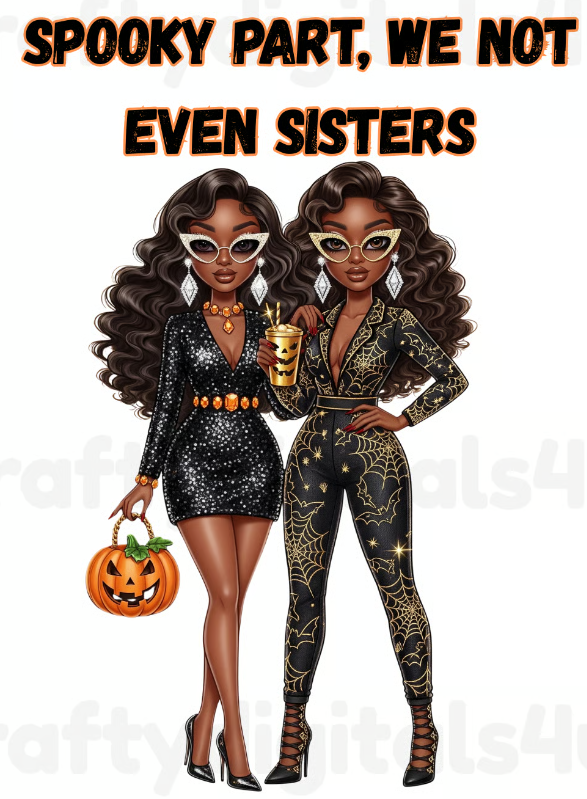 Halloween Baddie Clipart: Spooky Black Girl Magic PNG (Digital Download)